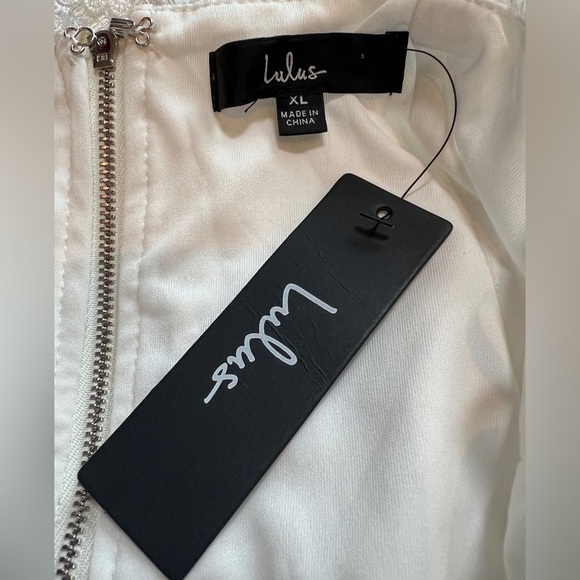 LULUS Making Magic White Fringe Lace-Up Mini  Dress Size XL NWT Party Cocktail - Picture 8 of 8